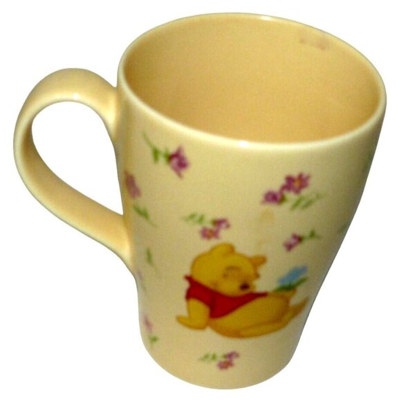 Rare Winnie The Pooh Floral Disney Mug Yellow Ceramic 14 Oz Coffee Tea Cup - Picture 3 of 6